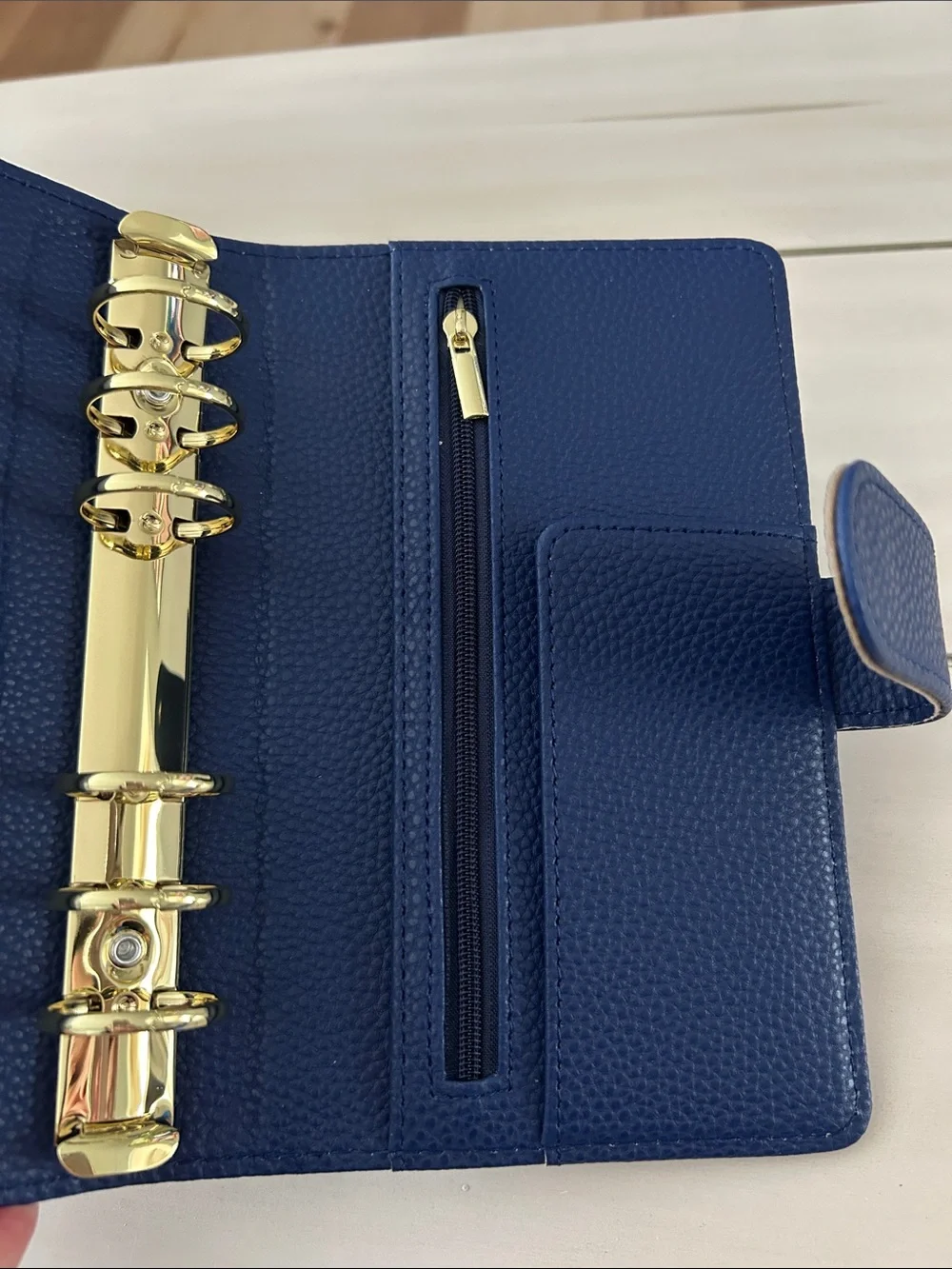 Pebbled Snap Closure A6 Binder- Royal Navy Blue